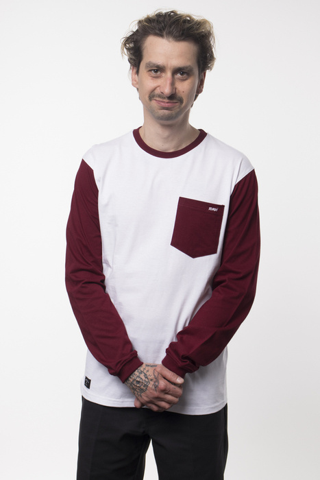 Koszulka Longsleeve Nervous Pocket White Maroon