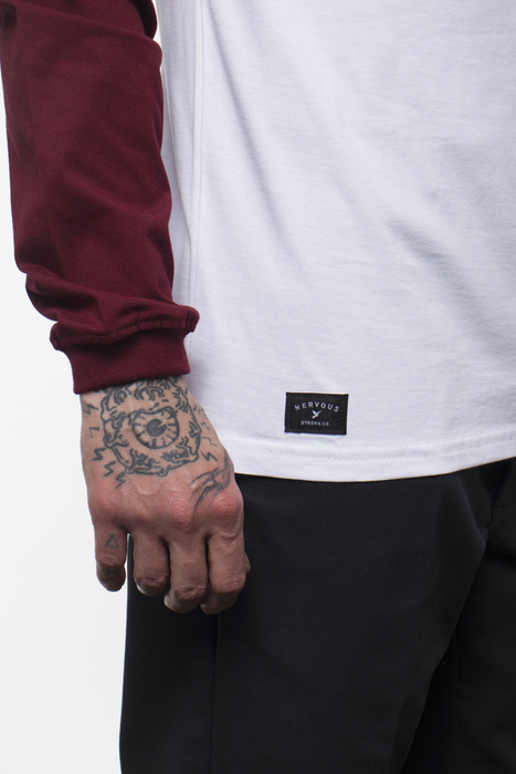 Koszulka Longsleeve Nervous Pocket White Maroon