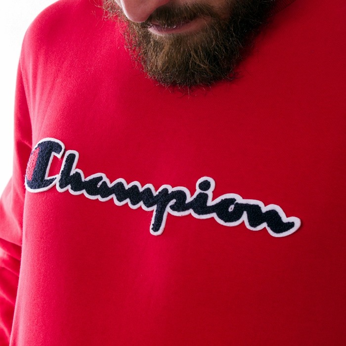 Bluza  męska Champion Script Logo Recycled Cotton Terry Sweatshirt red (212942 - RS010)