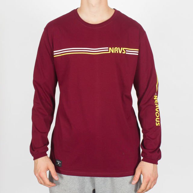 Koszulka LS Nervous F18 Stripes Maroon